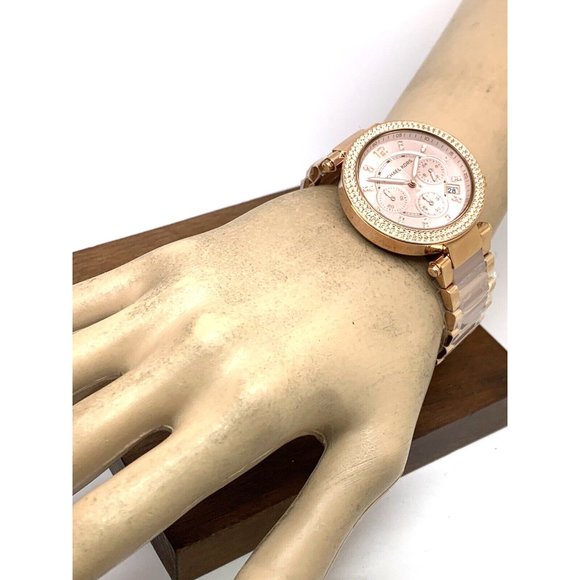 Michael Kors Womens Watch MK5896 Quartz Chronograph 39mm Rose Gold Steel Plastic - Picture 5 of 15